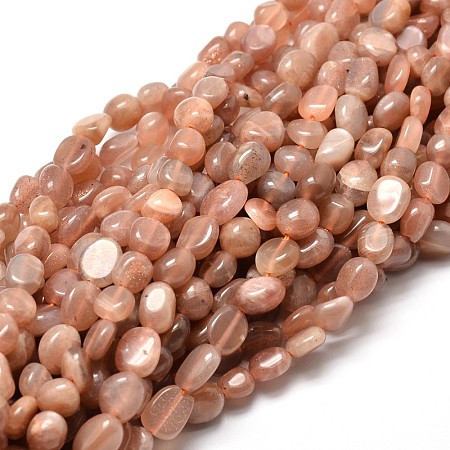 Natural Sunstone Nuggets Beads Strands X-G-J335-16-1