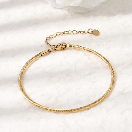 304 Stainless Steel Cable Wire Bangles for Women BJEW-P394-03G-1
