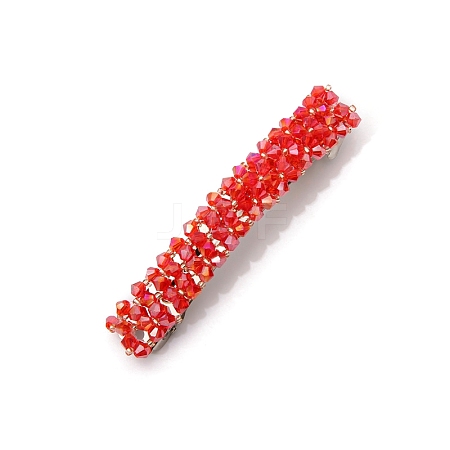 Glass Beaded Hair Barrettes PW-WG60883-09-1