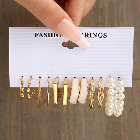 Twist Wave & Rectangle Alloy Stud Earrings AJEW-PW0005-33H-1