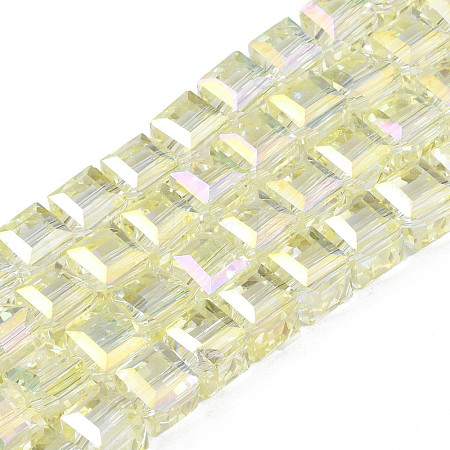 Electroplate Transparent Glass Beads Strands EGLA-N002-28-C03-1