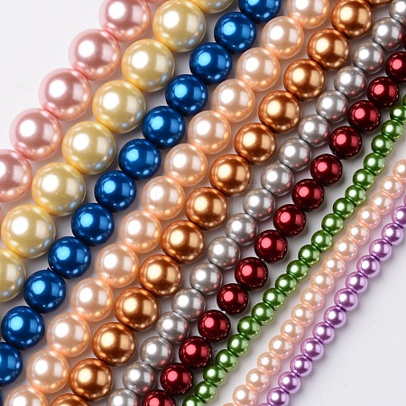 Round Grade A Glass Pearl Beads Strands HY-E001-09-1