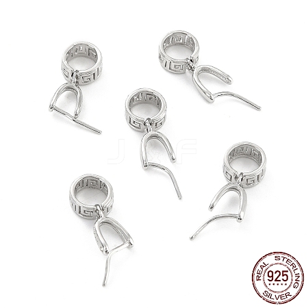 Rhodium Plated 925 Sterling Silver Ice Pick Pinch Bails STER-Z001-114P-1