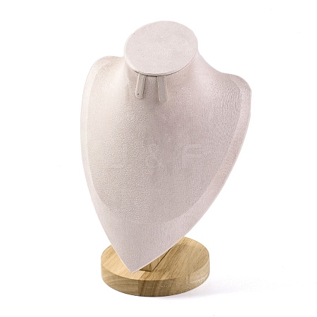 Bust Shaped Microfiber & Wood Jewelry Necklace & Earrings Display Stands NDIS-H042-01B-03-1