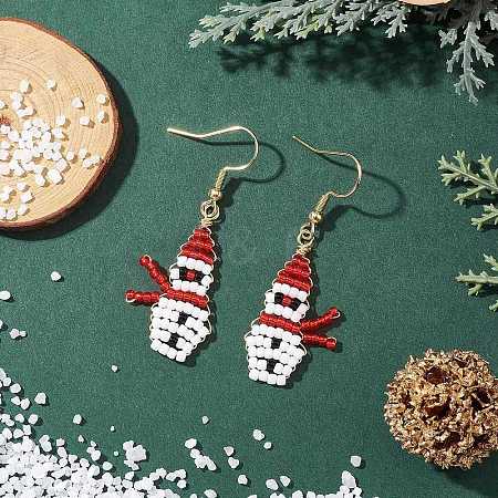 Christmas TOHO Round Seed Beads Dangle Earrings EJEW-MZ00566-02-1