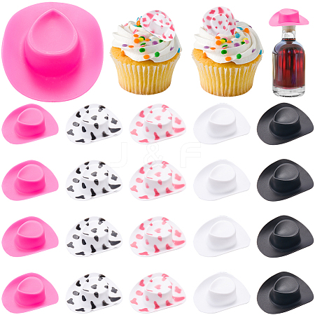 20Pcs 5 Styles Plastic Mini Western Cowboy Cowgirl Hat DOLL-CP0001-05-1