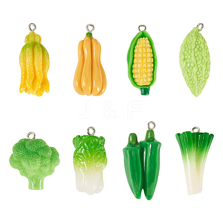 8Pcs Opaque Resin Pendants CRES-TA0001-64-1