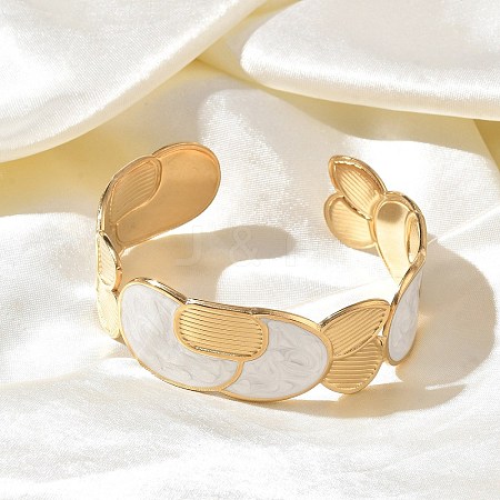 Women's 304 Stainless Steel Cuff Bangles BJEW-F542-01G-01-1