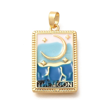Tarot Card Brass Enamel Pendents KK-R212-02G-03-1