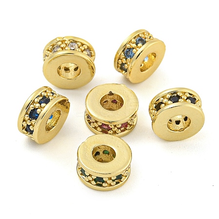 Rack Plating Brass Micro Pave Cubic Zirconia Spacer Beads KK-F089-39B-G-1