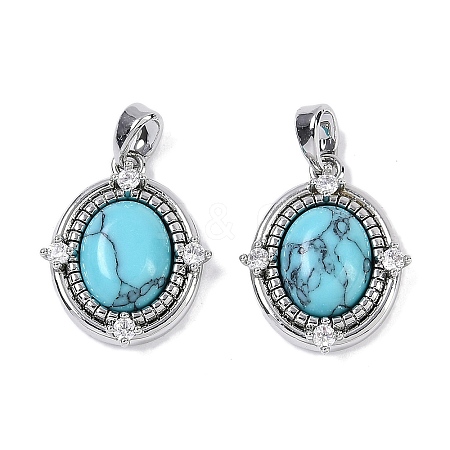 Synthetic Turquoise Oval Pendants KK-U043-44P-D-1