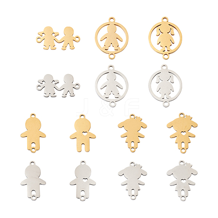  Jewelry 14Pcs 14 Style 201 Stainless Steel Connector Charms STAS-PJ0001-27-1