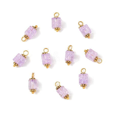 10Pcs Crackle Glass Pendants PALLOY-YW00067-07-1