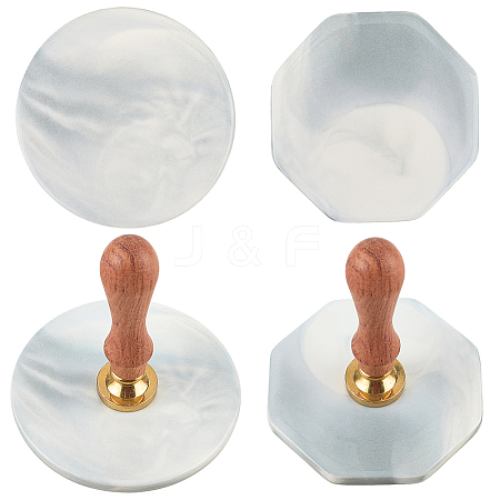 2Pcs 2 Styles Marble Pattern Porcelain Cup Coasters AJEW-CP0009-18A-1