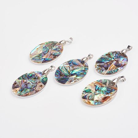 Abalone Shell/Paua Shell Pendants SSHEL-E557-09P-1