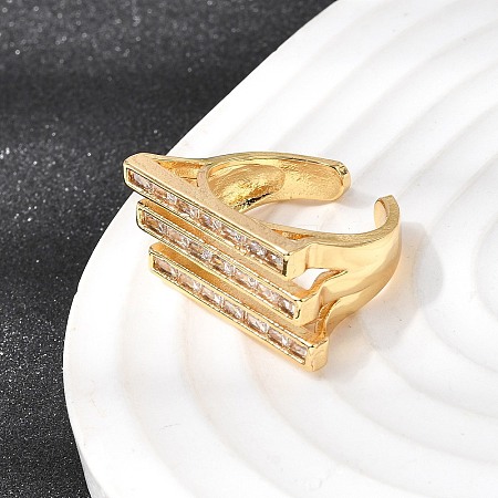 Brass Micro Pave Cubic Zirconia Cuff Rings for Women LS-RJEW-K312-01B-G-1