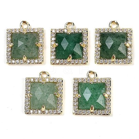 Natural Green Strawberry Quartz Faceted Square Charms G-I375-06G-07-1