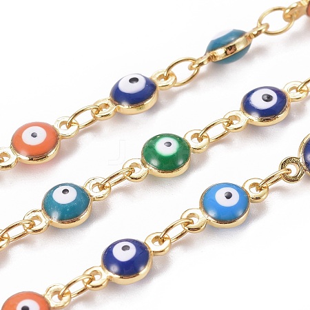 3.28 Feet Handmade Enamel Beaded Chains X-CHC-E019-03A-1