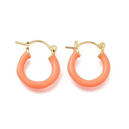 Brass Enamel Hoop Earrings for Women EJEW-M211-01LG-C-1