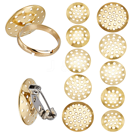 SUNNYCLUE 100Pcs 5 Style Brass Finger Ring/Brooch Sieve Findings KK-SC0002-66-1