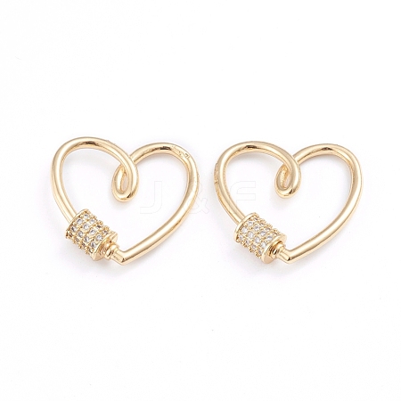 Brass Micro Pave Clear Cubic Zirconia Screw Carabiner Lock Charms X-ZIRC-I041-01G-1