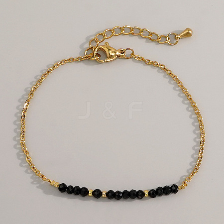 Natural Obsidian Beads Link Bracelets AL8612-8-1