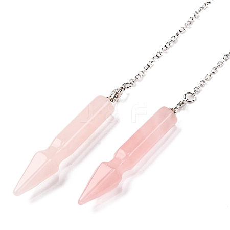 Natural Rose Quartz Pointed Dowsing Pendulums G-Q184-04C-P-1