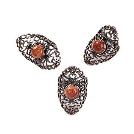 Synthetic Goldstone Retro Finger Rings RJEW-B067-02R-22-1