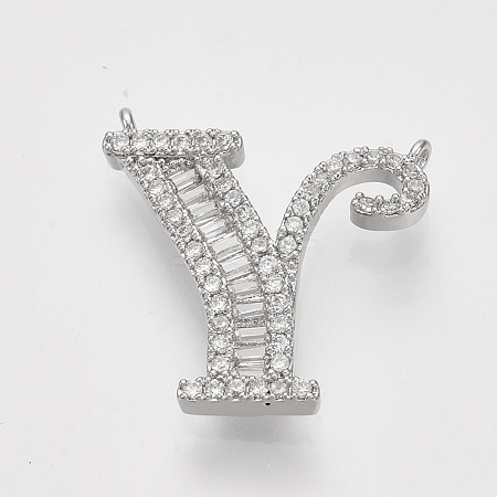 Real Platinum Plated Brass Pendants ZIRC-Q022-040P-Y-NF-1