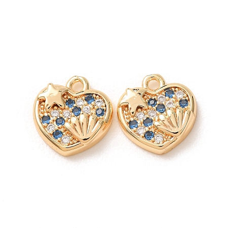 Valentine's Day Brass Micro Pave Blue Cubic Zirconia Charms KK-A304-24B-G-1