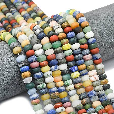 Natural Blue Spot Jasper & Dalmatian Jasper & White Jade Beads Strands G-P575-A30-8x5mm-01-1
