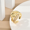 Rack Plating Brass Micro Pave Clear Cubic Zirconia Cuff Finger Rings for Women RJEW-M028-54G-4