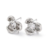 Brass Micro Pave Clear Cubic Zirconia Stud Earrings Finding KK-Z084-14P-1