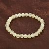 Natural Golden Silk Jade Round Beaded Stretch Bracelets for Women BJEW-F535-01B-2