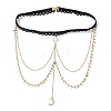 201 Stainless Steel & Brass Layered Star Sun Moon Tassel Thigh Leg Chains AJEW-AN00657-1