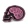 Gothic Where's My Mind Skull Alloy Enamel Pins Brooches for Backpack Clothes JEWB-S028-09C-1