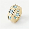 Brass Micro Pave Light Blue Cubic Zirconia European Beads CU-CBA389D-06G-2