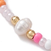 Natural Pearl & Glass Seed Braided Bead Bracelets BJEW-JB09532-4
