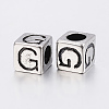 304 Stainless Steel Large Hole Letter European Beads LS-STAS-H428-01AS-G-2