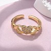 Brass Micro Pave Cubic Zirconia Cuff Finger Rings RJEW-C120-25G-01-3