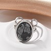 Oval Natural Snowflake Obsidian Finger Rings RJEW-M062-02P-06-4