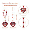 4Pcs 2 Style Valentine's Day Theme Schima Wood Beads & Hemp Rope Pendants Decorations HJEW-EL0001-10B-9