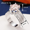 Brass Micro Pave Cubic Zirconia Finger Rings for Women FS-WGB56BB-23-2