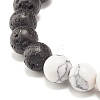 Natural Lava Rock & Synthetic Howlite Round Beads Stretch Bracelet BJEW-JB07481-5