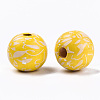 Printed Natural Wooden Beads WOOD-R270-11-2