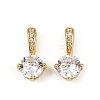 Brass Micro Pave Clear Cubic Zirconia Charms KK-B137-21G-02-1