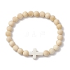 8Pcs Wood Beads Stretch Bracelets for Couple BJEW-JB11305-4