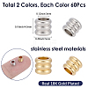 120Pcs 2 Colors 201 Stainless Steel Beads STAS-SP0002-12-2