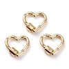 Brass Micro Pave Clear Cubic Zirconia Screw Carabiner Lock X-KK-C100-45G-G-1