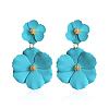Flower Baking Paint Alloy Dangle Stud Earrings FS-WG1427E-12-1